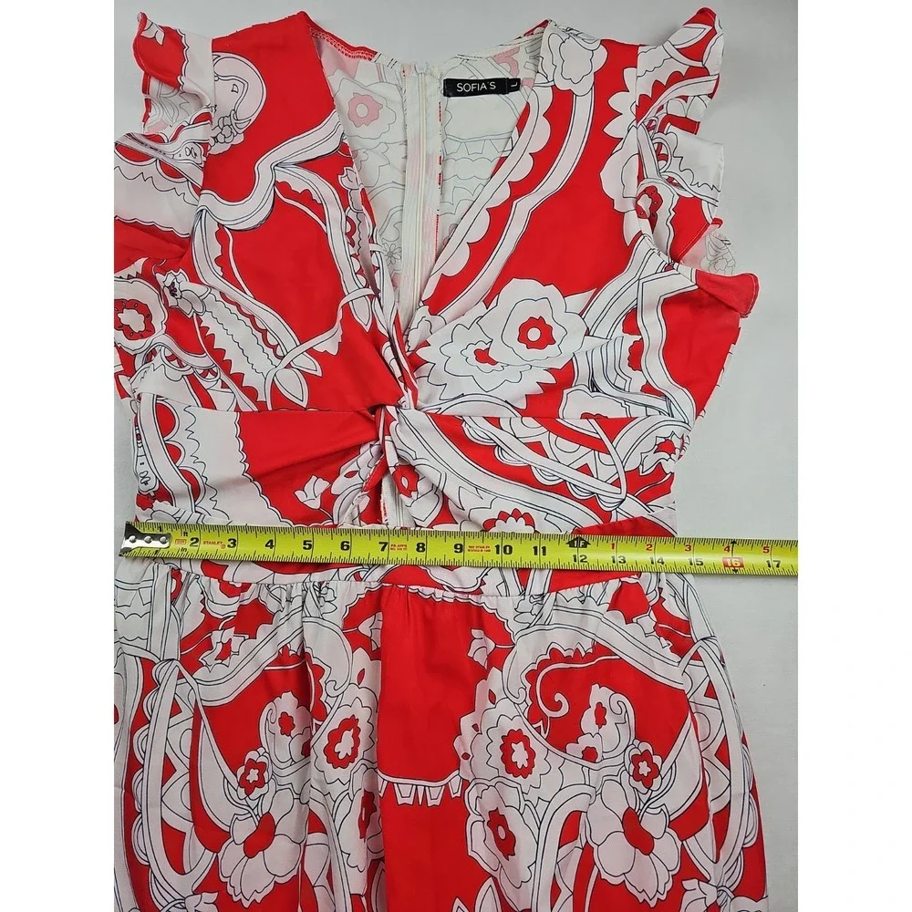 Women's Sofia's Floral Full Length Maxi Dress Size Large Red And White